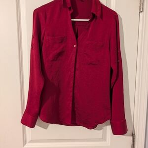 Red Button-Up Blouse